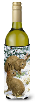 Rabbit searching for Grass in the Snow Wine Bottle Hugger Gift Sleeve for Standard 750 ml Bottles, Insulated Reusable Also Fits Mini Shot & Pint Bottles