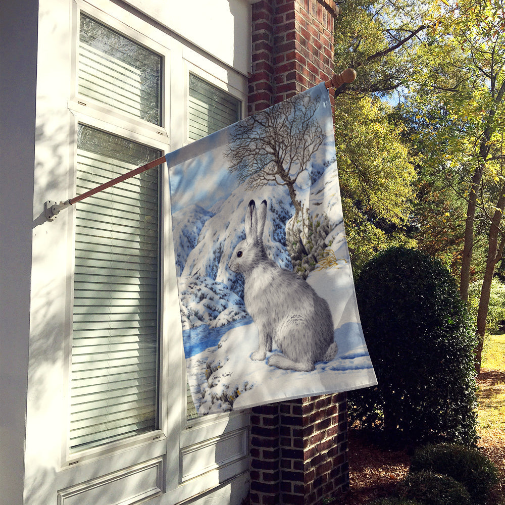 Mountain Hare White Rabbit House Flag 28x40 Porch Sleeve Pole Decorative Outside Yard Banner Artwork Wall Hanging, Polyester
