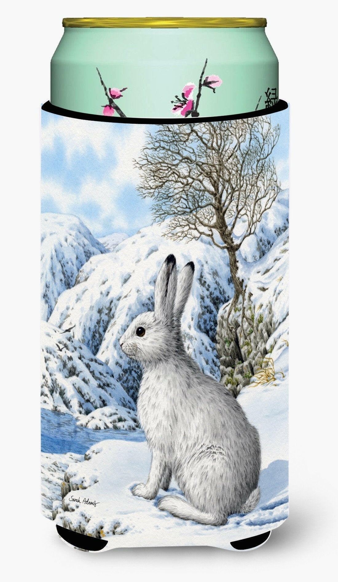 Mountain Hare White Rabbit Tall Boy Hugger Can Cooler Sleeve Machine Washable Drink Collapsible Insulator Beverage Insulated Holder
