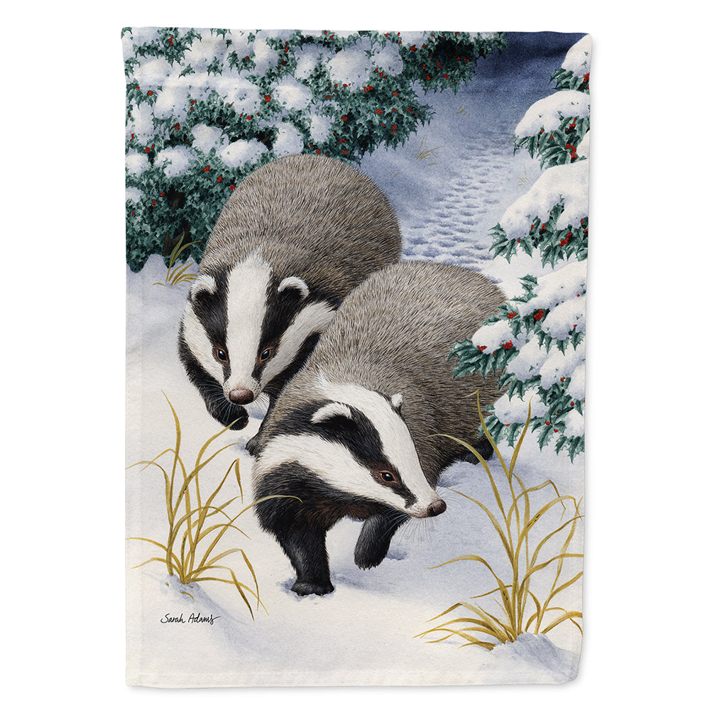 Badgers on the Move House Flag 28x40 Porch Sleeve Pole Decorative Outside Yard Banner Artwork Wall Hanging, Polyester