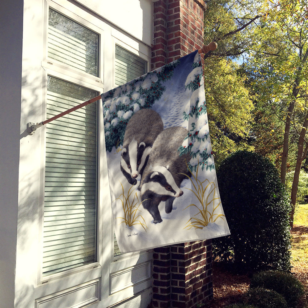 Badgers on the Move House Flag 28x40 Porch Sleeve Pole Decorative Outside Yard Banner Artwork Wall Hanging, Polyester