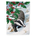 Badgers with Holly Berries House Flag 28x40 Porch Sleeve Pole Decorative Outside Yard Banner Artwork Wall Hanging, Polyester
