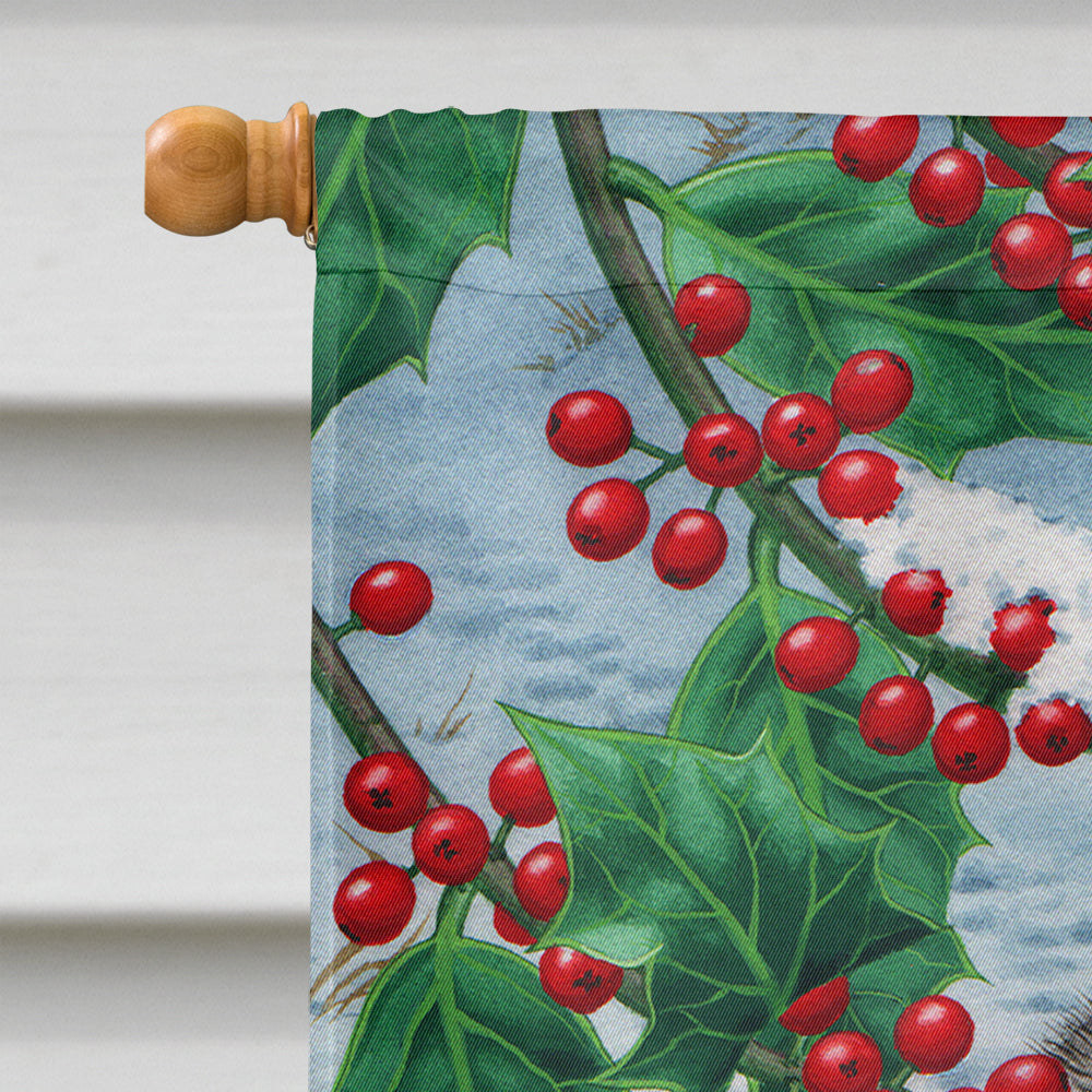 Badgers with Holly Berries House Flag 28x40 Porch Sleeve Pole Decorative Outside Yard Banner Artwork Wall Hanging, Polyester