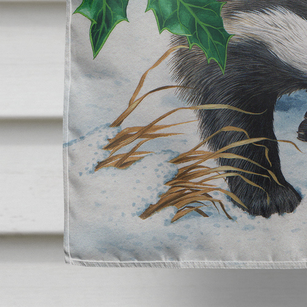 Badgers with Holly Berries House Flag 28x40 Porch Sleeve Pole Decorative Outside Yard Banner Artwork Wall Hanging, Polyester