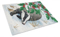 Badgers with Holly Berries Cutting Board Tempered Glass Kitchen Cutting Surface, Heat Resistant Chopping, Non-Slip Feet, Food Prep & Serving