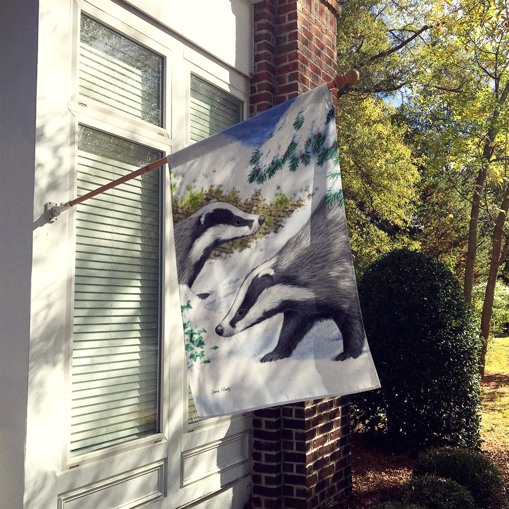 Badgers Look Here House Flag 28x40 Porch Sleeve Pole Decorative Outside Yard Banner Artwork Wall Hanging, Polyester