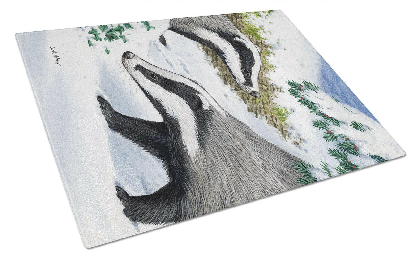 Badgers Look Here Cutting Board Tempered Glass Kitchen Cutting Surface, Heat Resistant Chopping, Non-Slip Feet, Food Prep & Serving
