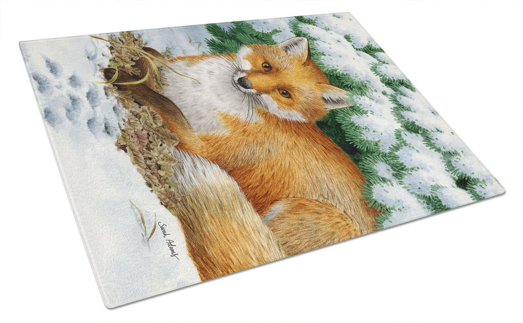 Fox Cutting Board Tempered Glass Kitchen Cutting Surface, Heat Resistant Chopping, Non-Slip Feet, Food Prep & Serving