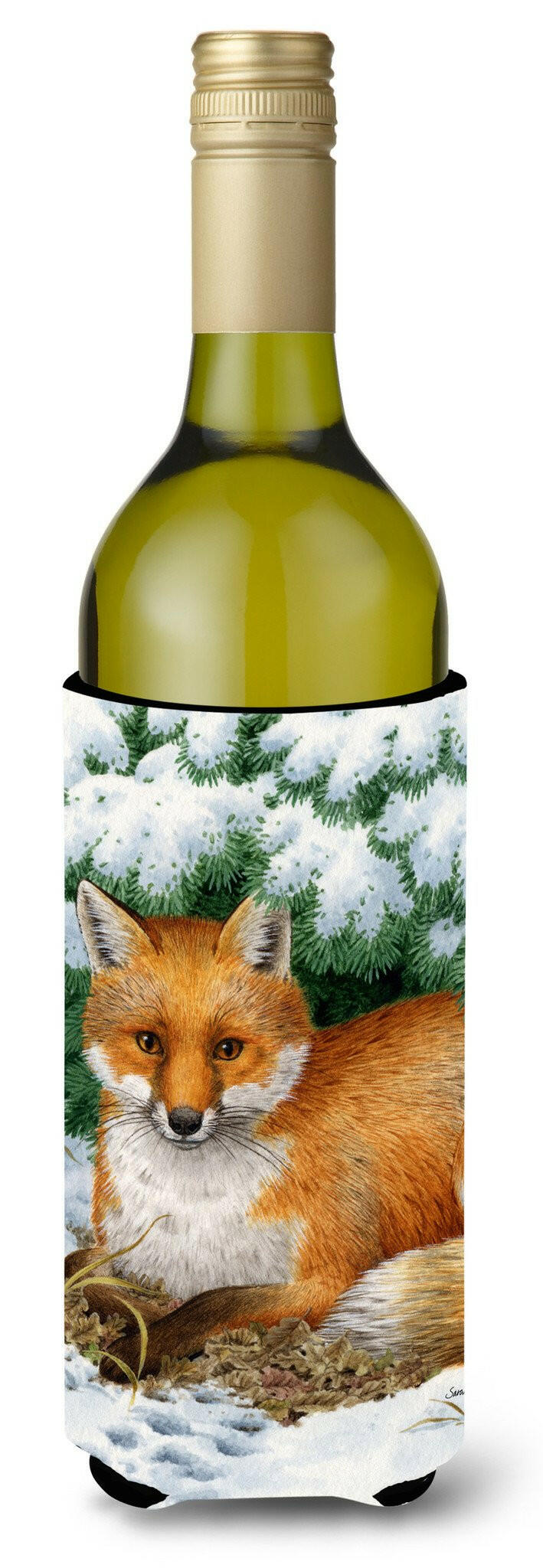 Fox Wine Bottle Hugger Gift Sleeve for Standard 750 ml Bottles, Insulated Reusable Also Fits Mini Shot & Pint Bottles