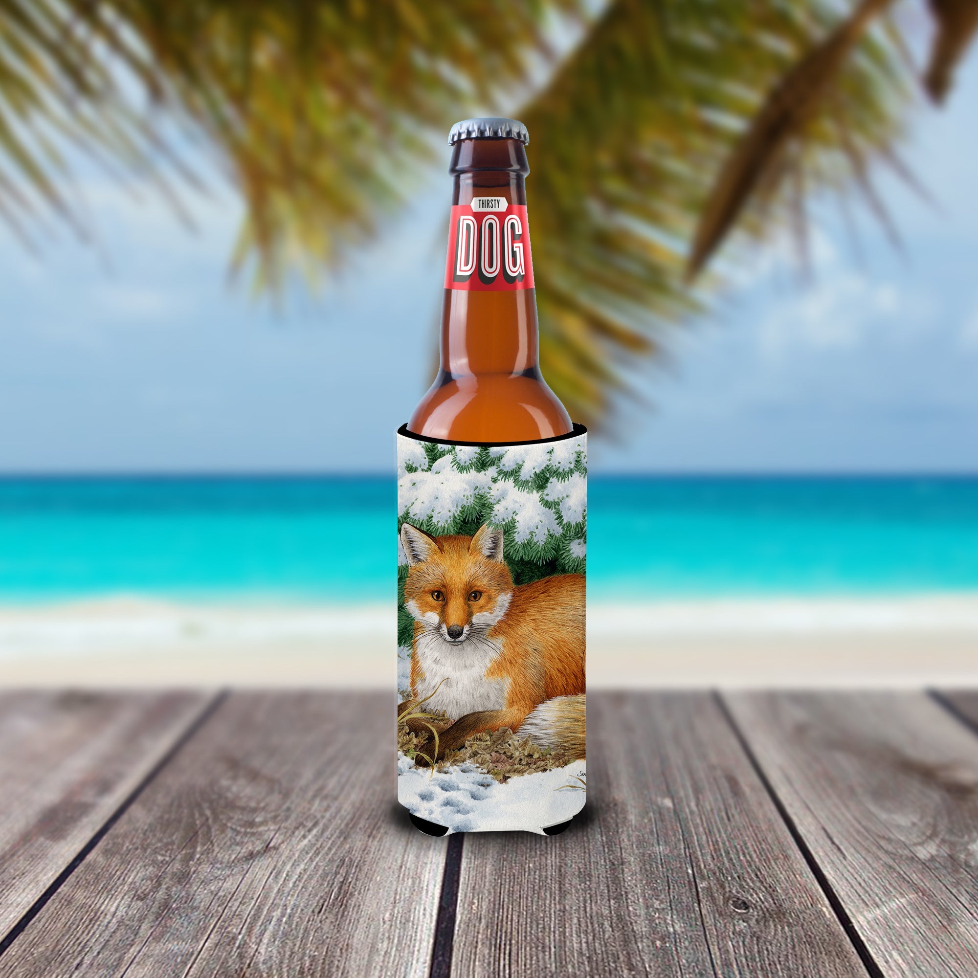 Fox Slim Can Hugger , Insulated Foam Hugger for 12 oz Slim Cans, Beer Bottles & Water Bottles, Printed in USA