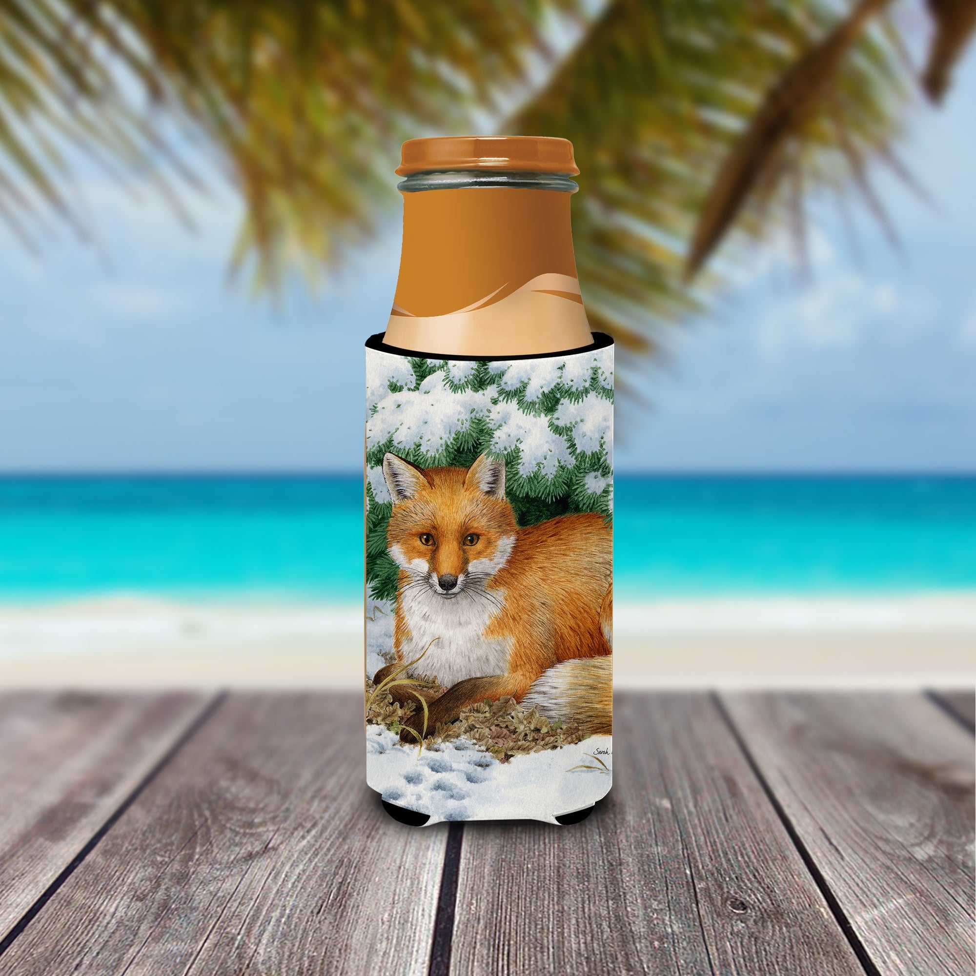 Fox Slim Can Hugger , Insulated Foam Hugger for 12 oz Slim Cans, Beer Bottles & Water Bottles, Printed in USA