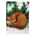 Fox Nap Time House Flag 28x40 Porch Sleeve Pole Decorative Outside Yard Banner Artwork Wall Hanging, Polyester