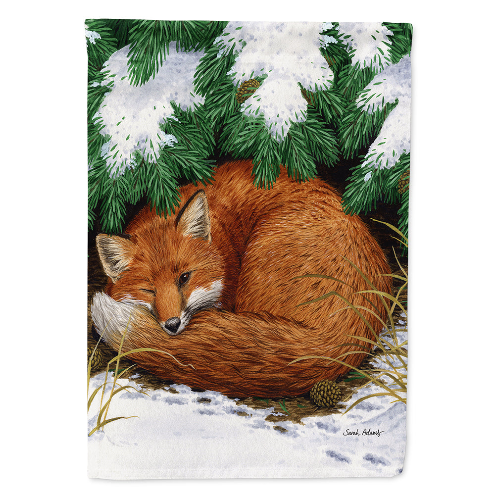 Fox Nap Time House Flag 28x40 Porch Sleeve Pole Decorative Outside Yard Banner Artwork Wall Hanging, Polyester