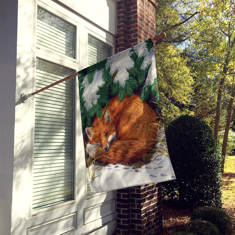 Fox Nap Time House Flag 28x40 Porch Sleeve Pole Decorative Outside Yard Banner Artwork Wall Hanging, Polyester