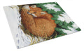 Fox Nap Time Cutting Board Tempered Glass Kitchen Cutting Surface, Heat Resistant Chopping, Non-Slip Feet, Food Prep & Serving