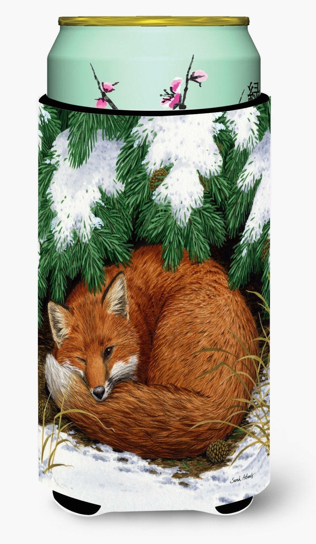 Fox Nap Time Tall Boy Hugger Can Cooler Sleeve Machine Washable Drink Collapsible Insulator Beverage Insulated Holder