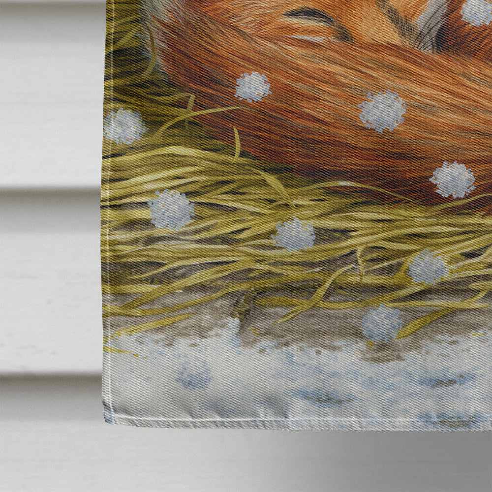 Fox Sleeping in the Snow House Flag 28x40 Porch Sleeve Pole Decorative Outside Yard Banner Artwork Wall Hanging, Polyester
