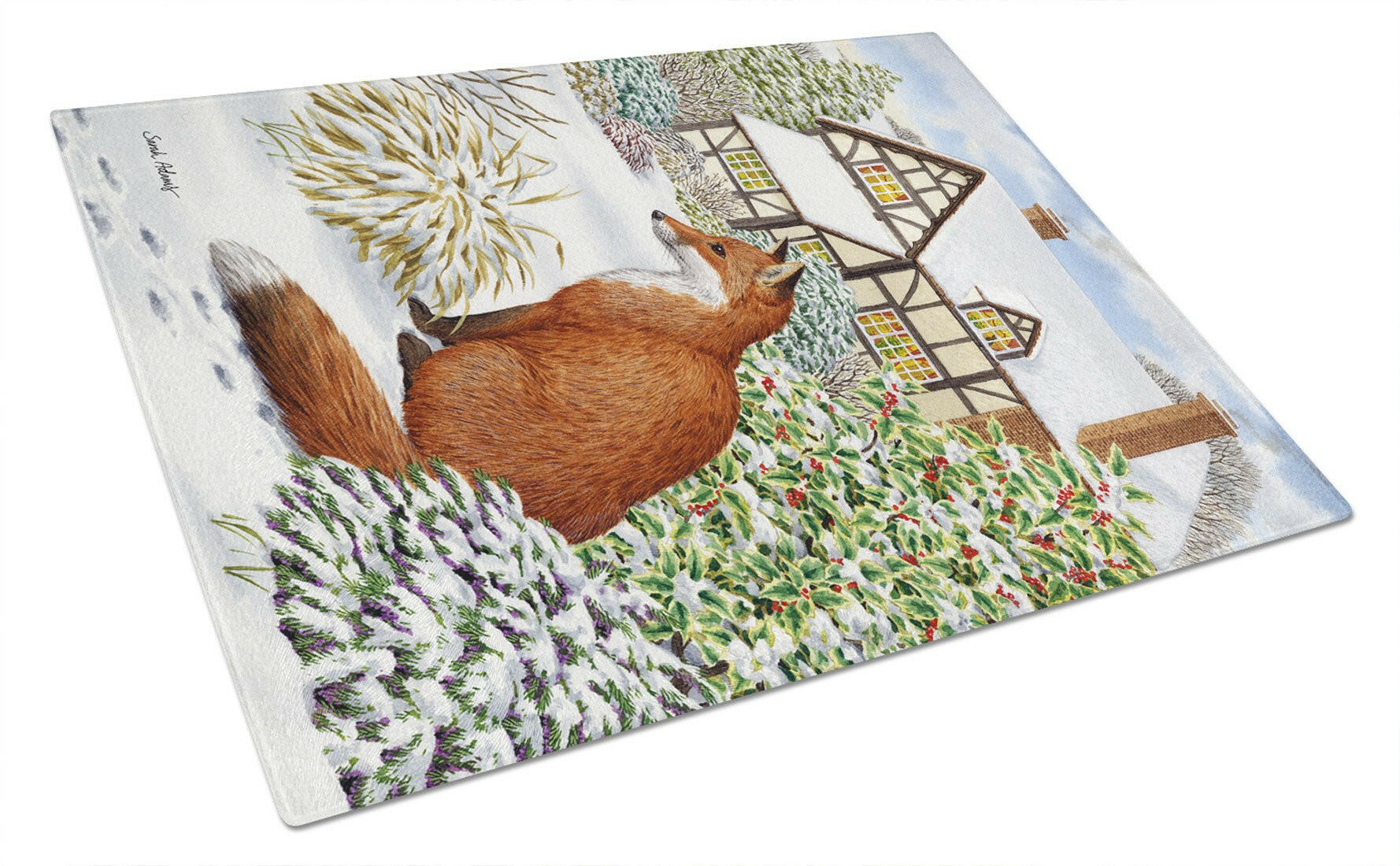Fox by the Cottage Cutting Board Tempered Glass Kitchen Cutting Surface, Heat Resistant Chopping, Non-Slip Feet, Food Prep & Serving