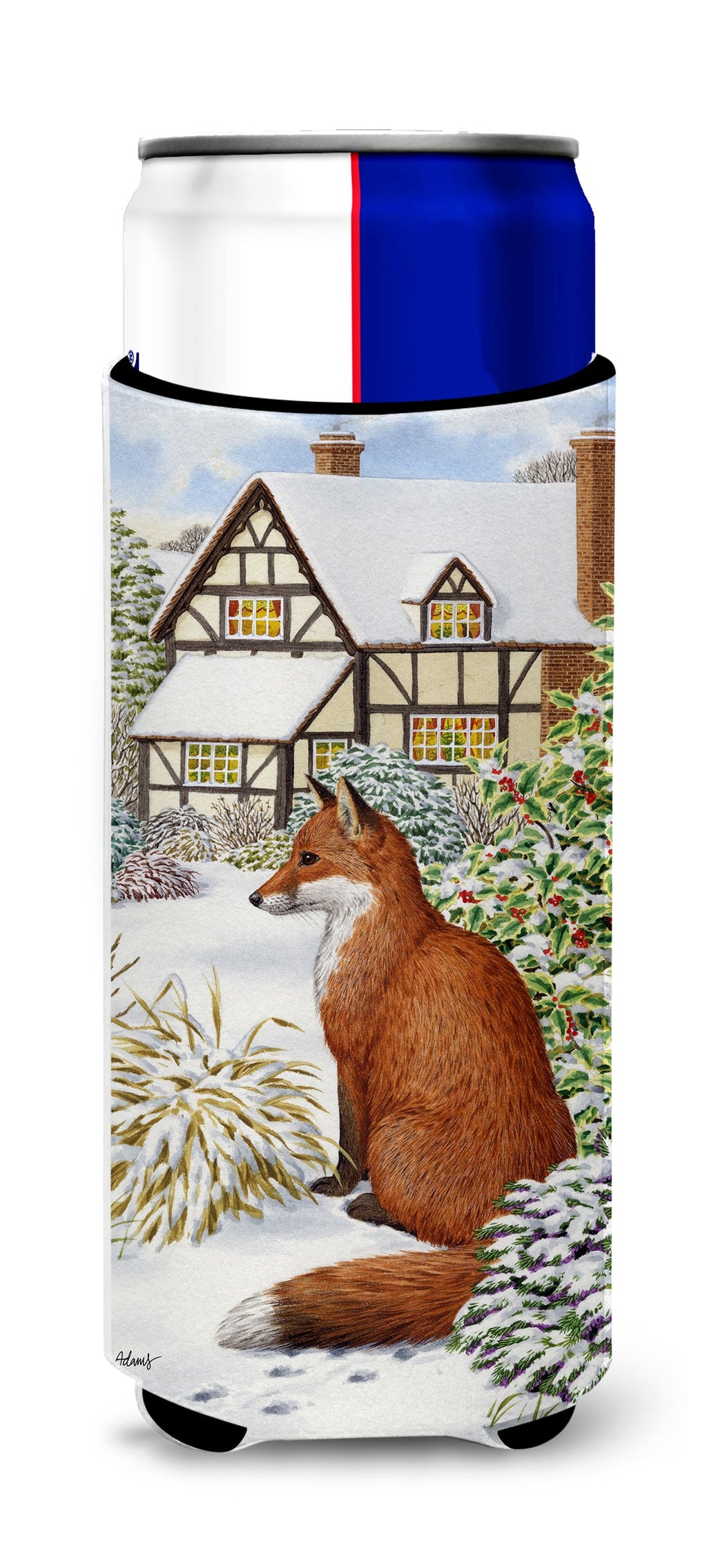 Fox by the Cottage Slim Can Hugger , Insulated Foam Hugger for 12 oz Slim Cans, Beer Bottles & Water Bottles, Printed in USA