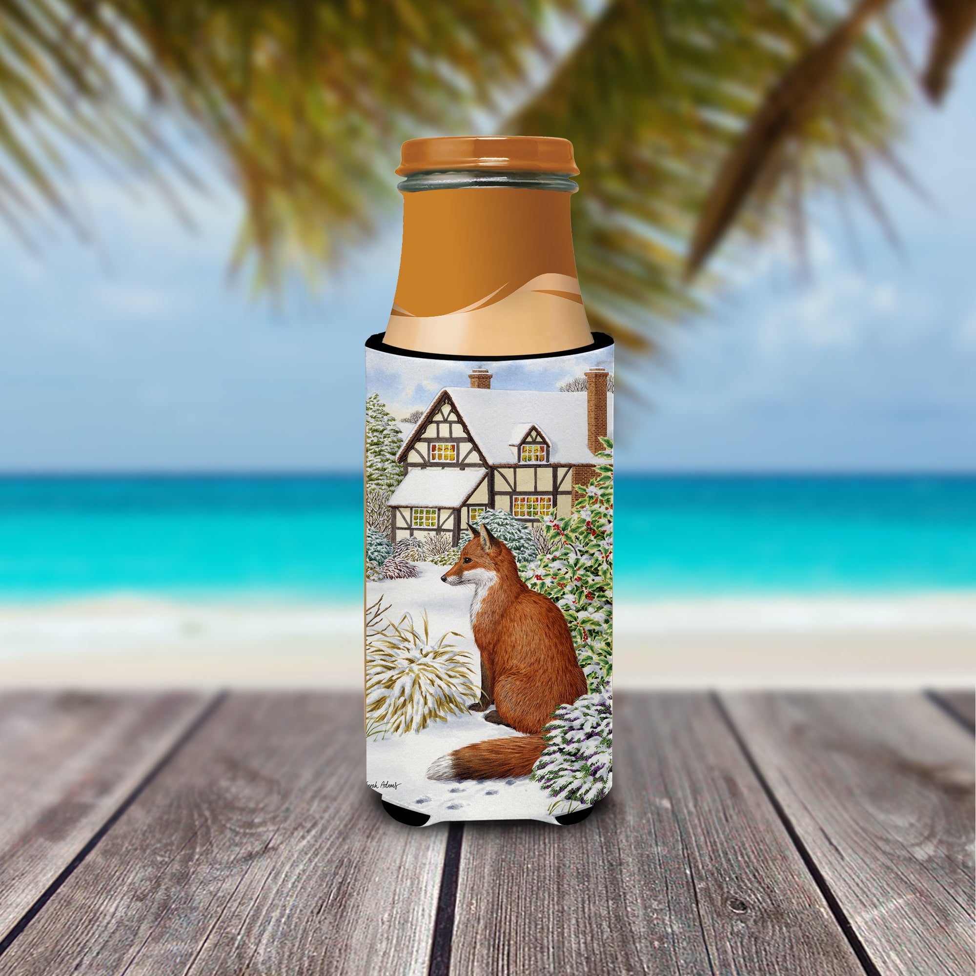 Fox by the Cottage Slim Can Hugger , Insulated Foam Hugger for 12 oz Slim Cans, Beer Bottles & Water Bottles, Printed in USA