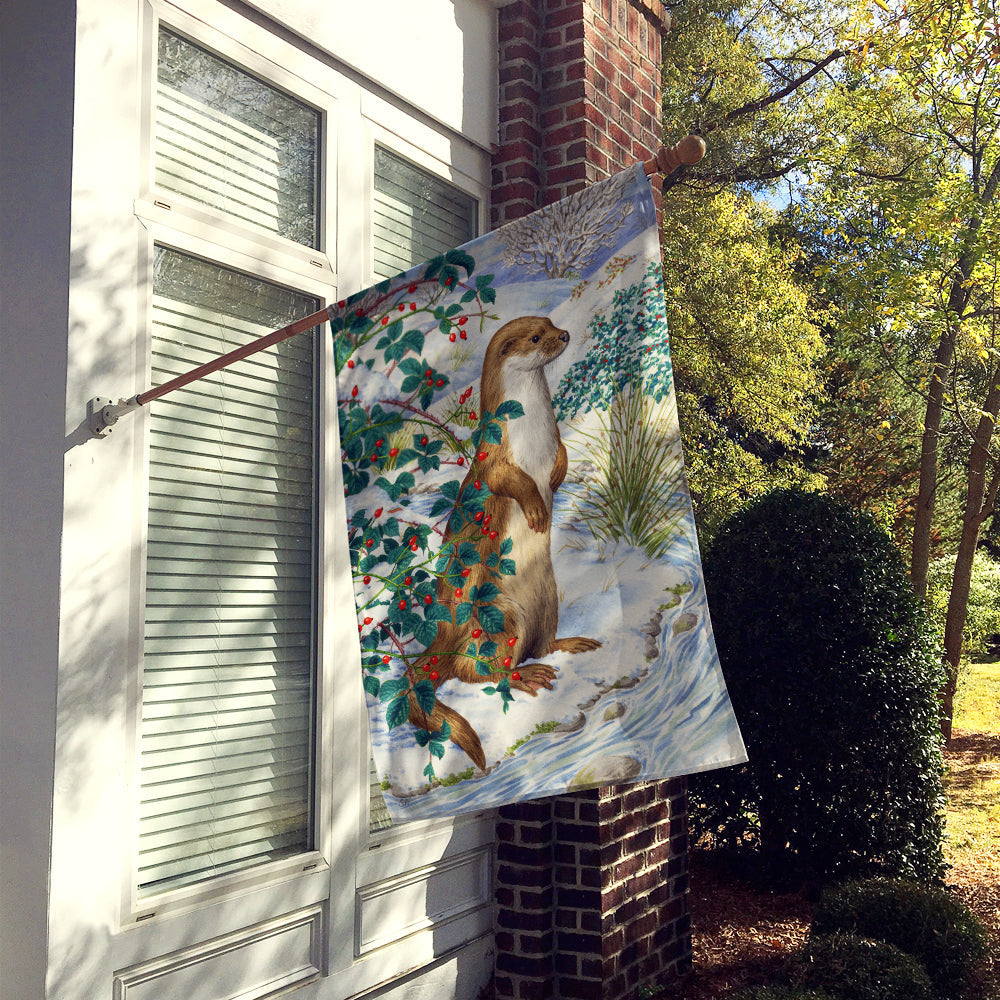 Otter House Flag 28x40 Porch Sleeve Pole Decorative Outside Yard Banner Artwork Wall Hanging, Polyester