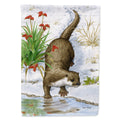 Otter by the Water House Flag 28x40 Porch Sleeve Pole Decorative Outside Yard Banner Artwork Wall Hanging, Polyester