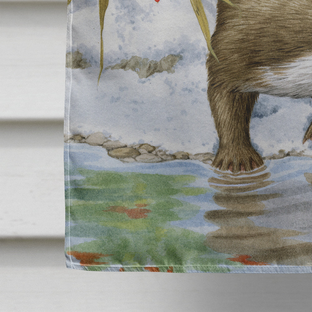 Otter by the Water House Flag 28x40 Porch Sleeve Pole Decorative Outside Yard Banner Artwork Wall Hanging, Polyester