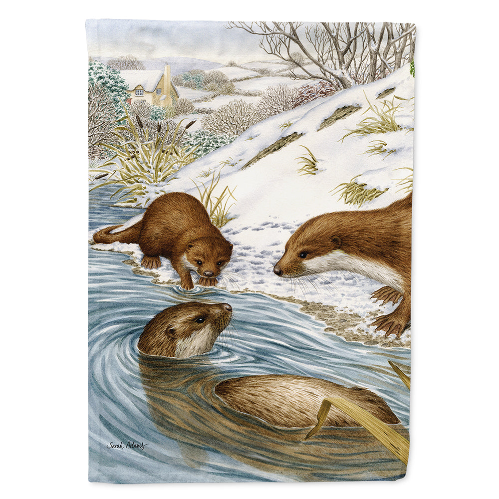 Otter at Play House Flag 28x40 Porch Sleeve Pole Decorative Outside Yard Banner Artwork Wall Hanging, Polyester