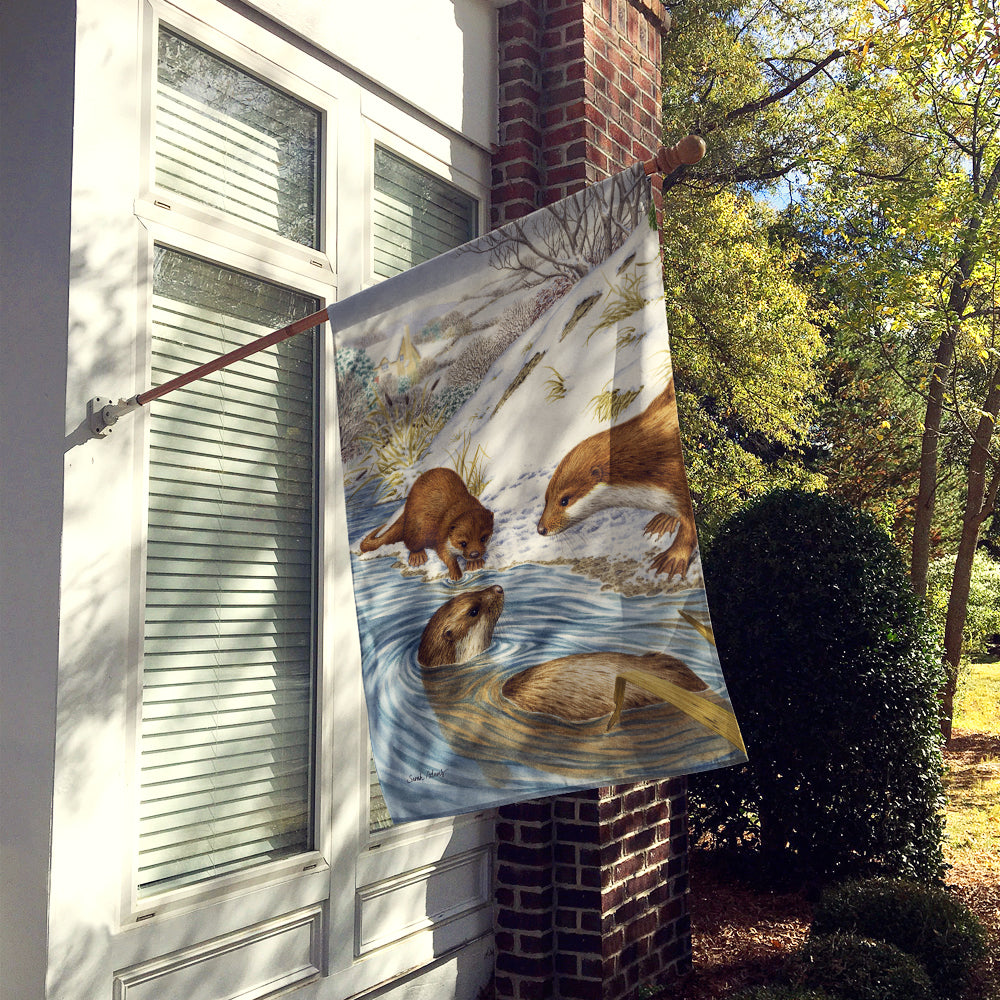 Otter at Play House Flag 28x40 Porch Sleeve Pole Decorative Outside Yard Banner Artwork Wall Hanging, Polyester