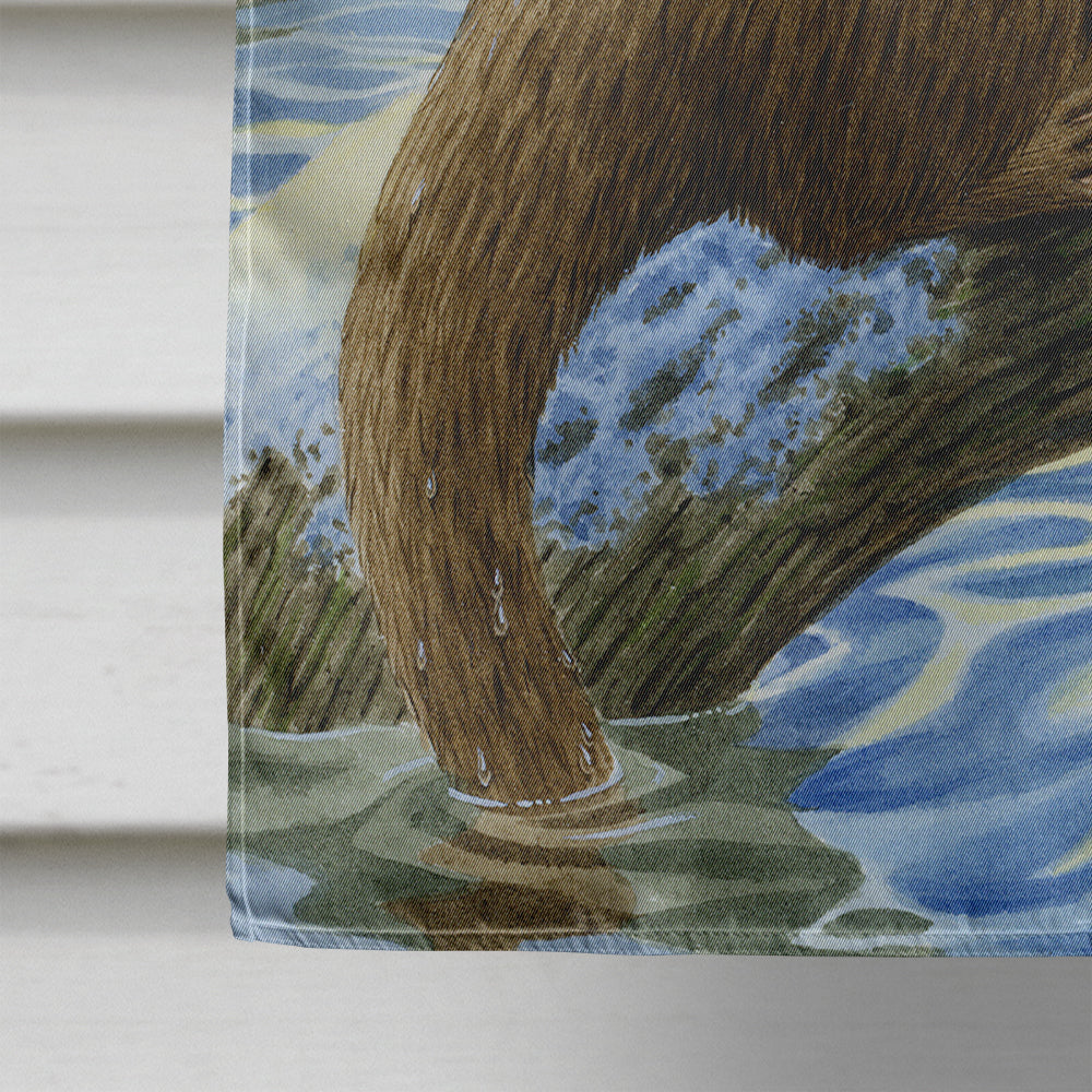 Otter on the bank House Flag 28x40 Porch Sleeve Pole Decorative Outside Yard Banner Artwork Wall Hanging, Polyester