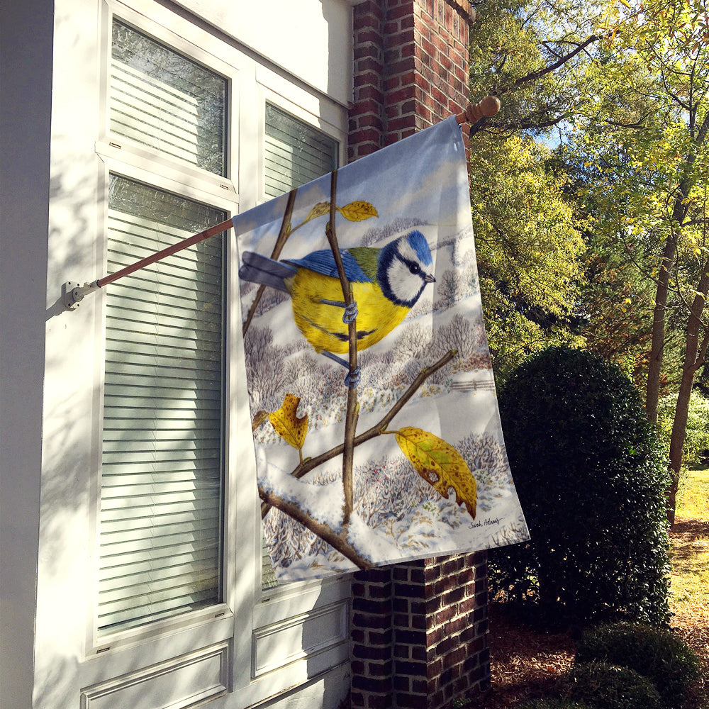Eurasian Blue Tits Bird House Flag 28x40 Porch Sleeve Pole Decorative Outside Yard Banner Artwork Wall Hanging, Polyester