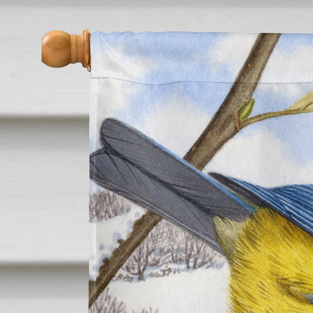 Eurasian Blue Tits Bird House Flag 28x40 Porch Sleeve Pole Decorative Outside Yard Banner Artwork Wall Hanging, Polyester