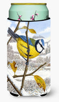 Eurasian Blue Tits Bird Tall Boy Hugger Can Cooler Sleeve Machine Washable Drink Collapsible Insulator Beverage Insulated Holder