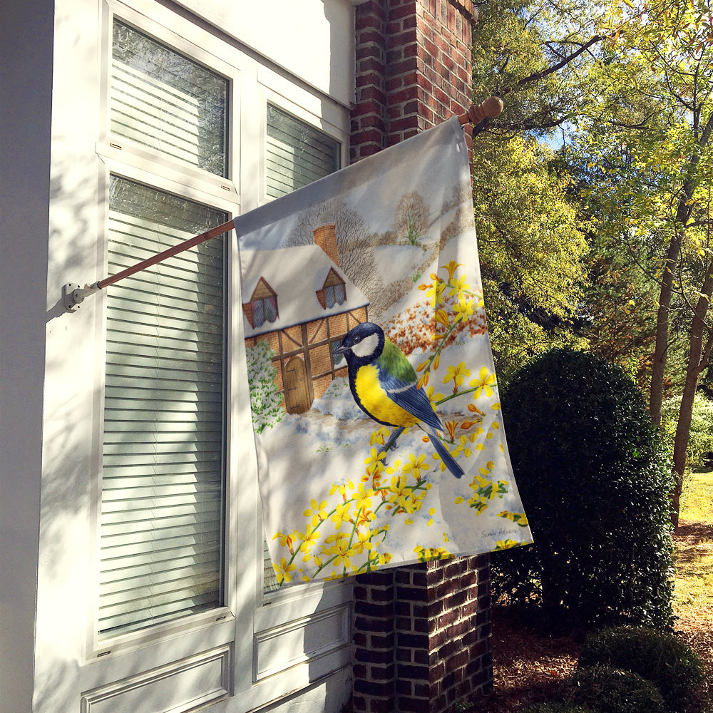 Great Tit House Flag 28x40 Porch Sleeve Pole Decorative Outside Yard Banner Artwork Wall Hanging, Polyester