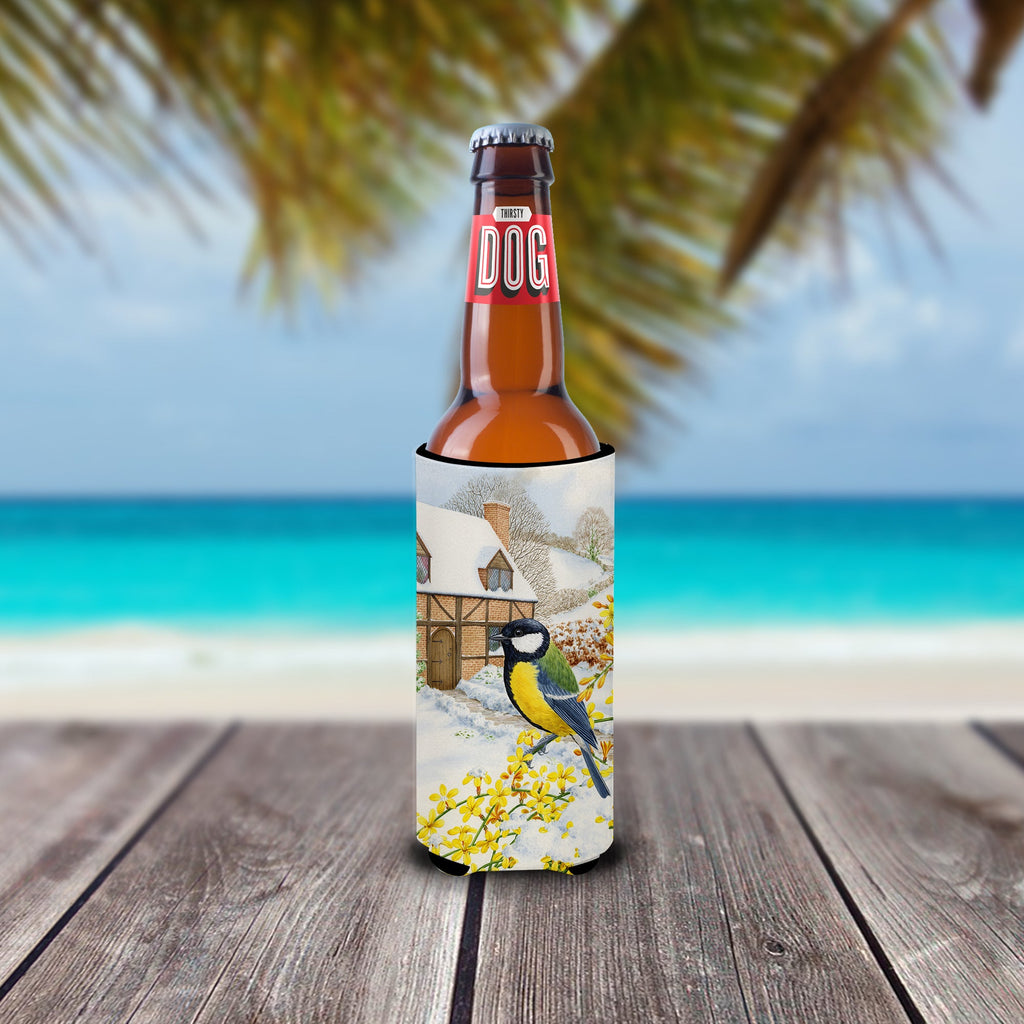 Great Tit Slim Can Hugger , Insulated Foam Hugger for 12 oz Slim Cans, Beer Bottles & Water Bottles, Printed in USA
