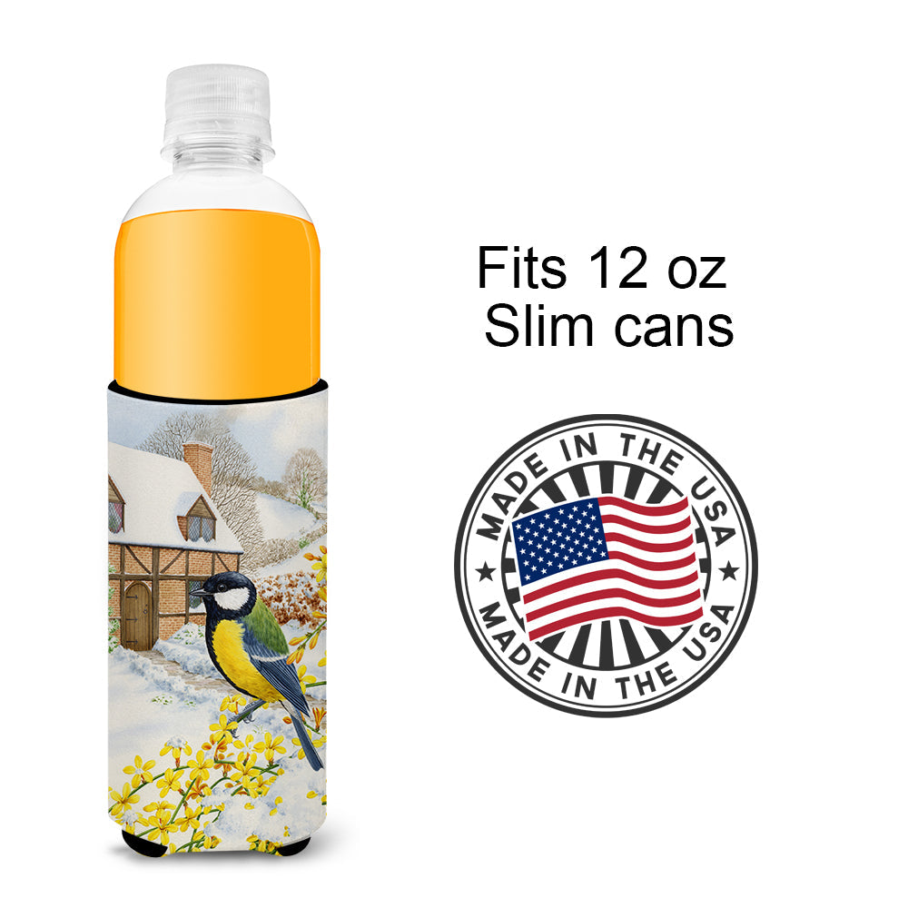Great Tit Slim Can Hugger , Insulated Foam Hugger for 12 oz Slim Cans, Beer Bottles & Water Bottles, Printed in USA
