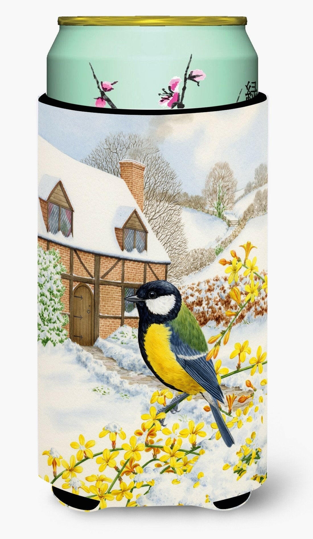 Great Tit Tall Boy Hugger Can Cooler Sleeve Machine Washable Drink Collapsible Insulator Beverage Insulated Holder