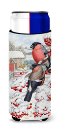 Eurasian Bullfinch Slim Can Hugger , Insulated Foam Hugger for 12 oz Slim Cans, Beer Bottles & Water Bottles, Printed in USA
