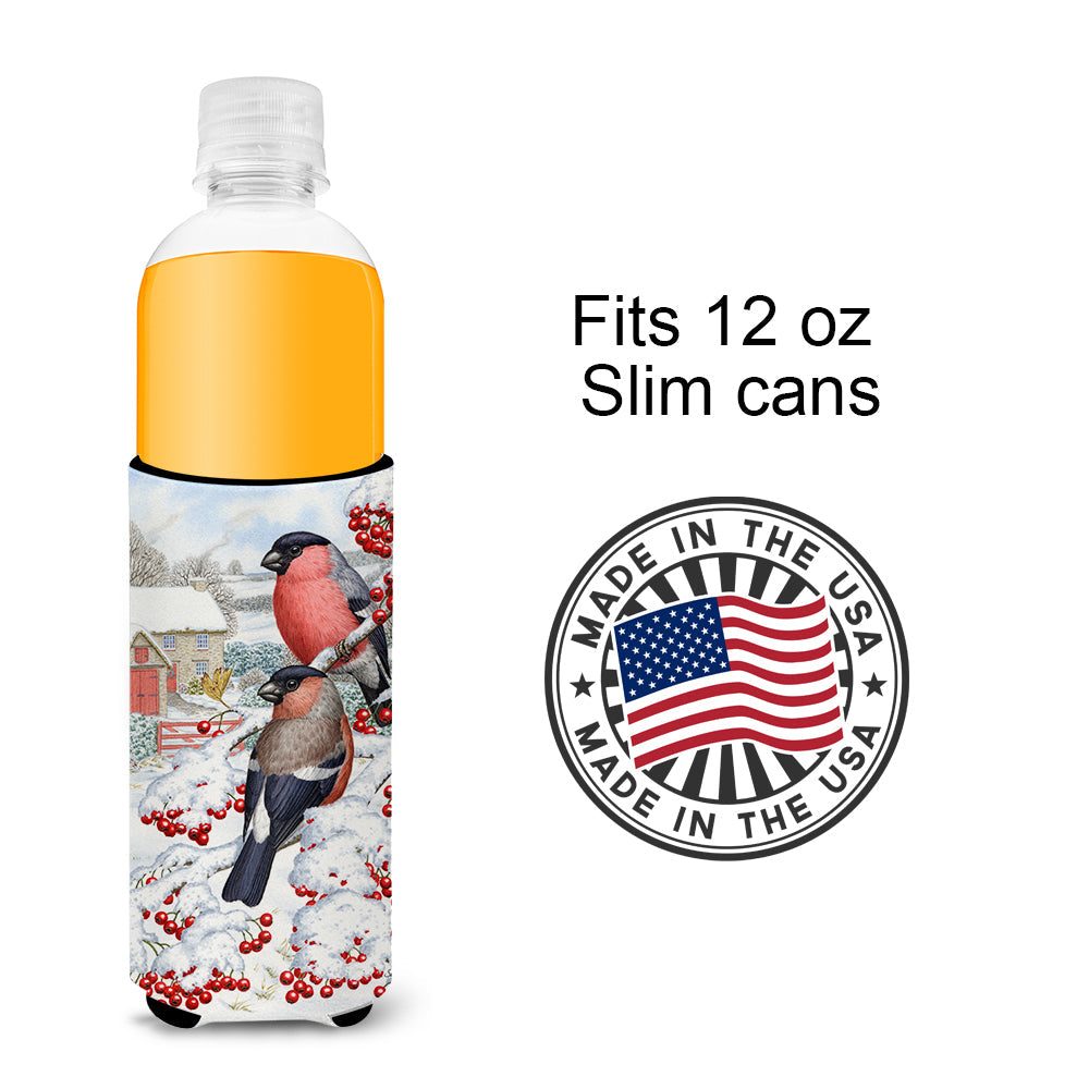 Eurasian Bullfinch Slim Can Hugger , Insulated Foam Hugger for 12 oz Slim Cans, Beer Bottles & Water Bottles, Printed in USA