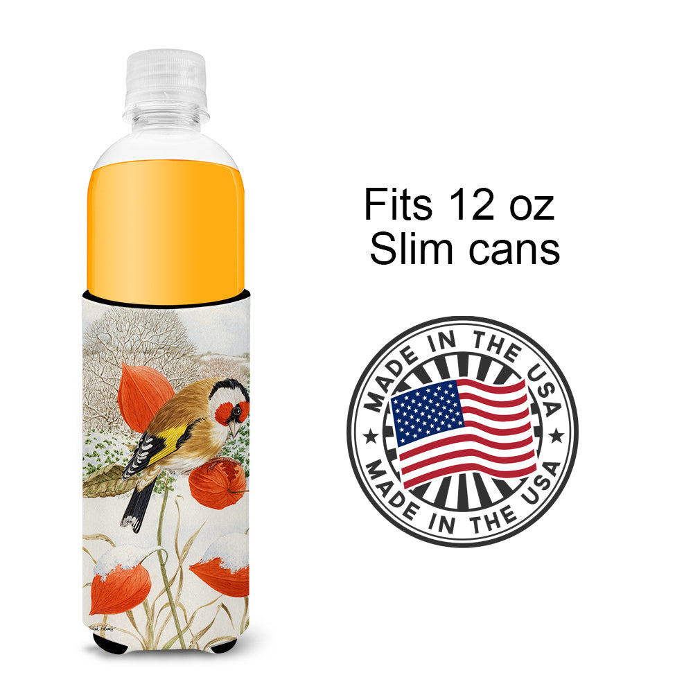 European Goldfinch Slim Can Hugger , Insulated Foam Hugger for 12 oz Slim Cans, Beer Bottles & Water Bottles, Printed in USA