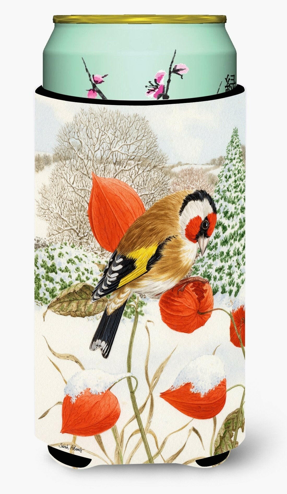 European Goldfinch Tall Boy Hugger Can Cooler Sleeve Machine Washable Drink Collapsible Insulator Beverage Insulated Holder