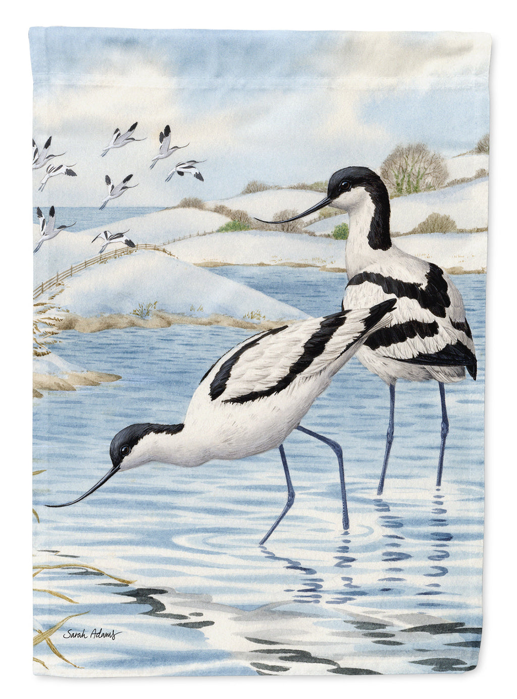 Avocets House Flag 28x40 Porch Sleeve Pole Decorative Outside Yard Banner Artwork Wall Hanging, Polyester