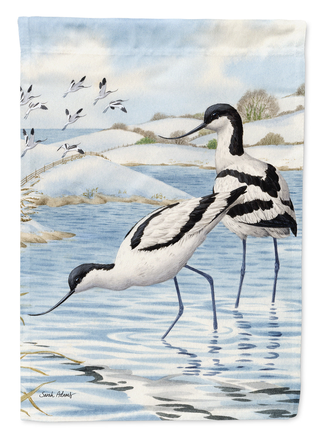 Avocets House Flag 28x40 Porch Sleeve Pole Decorative Outside Yard Banner Artwork Wall Hanging, Polyester