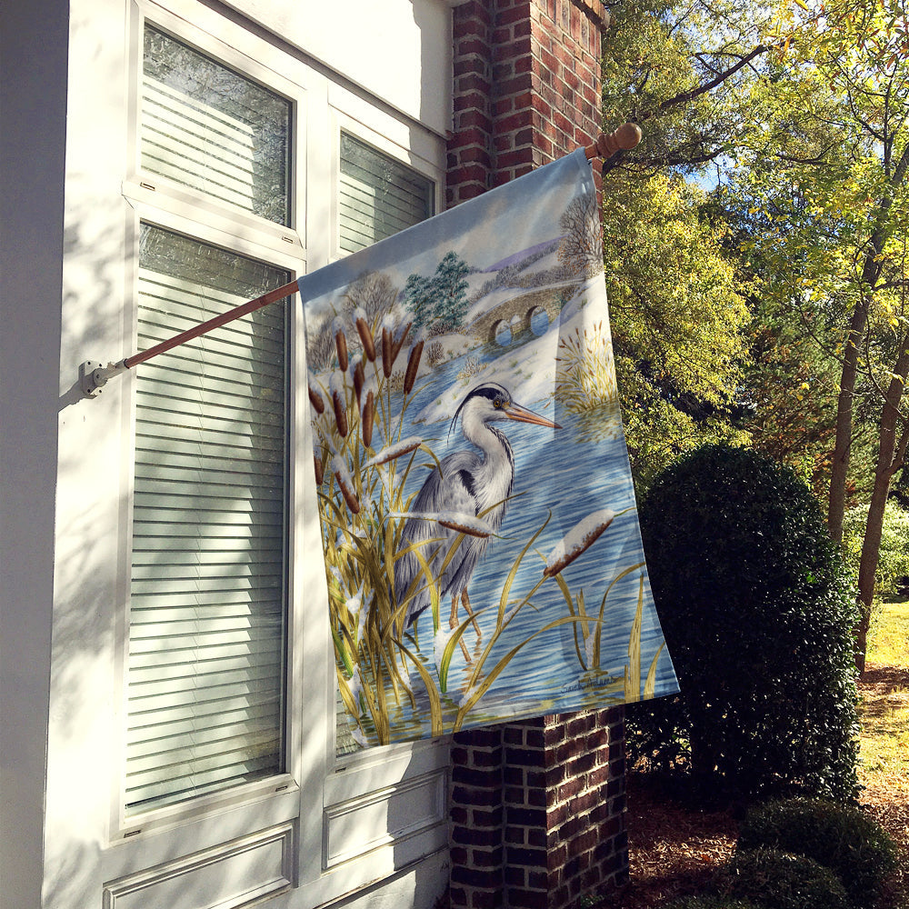 Blue Heron House Flag 28x40 Porch Sleeve Pole Decorative Outside Yard Banner Artwork Wall Hanging, Polyester