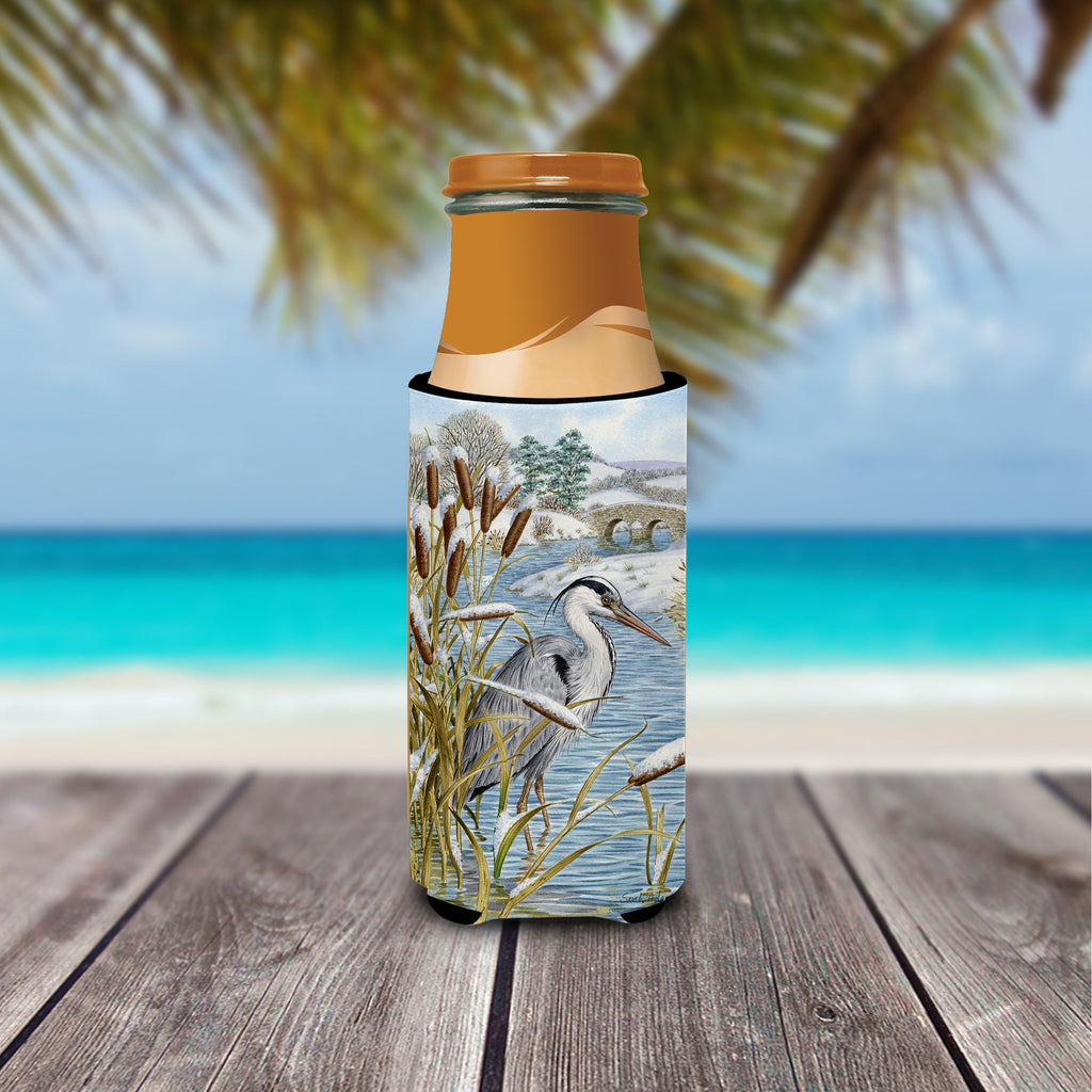 Blue Heron Slim Can Hugger , Insulated Foam Hugger for 12 oz Slim Cans, Beer Bottles & Water Bottles, Printed in USA