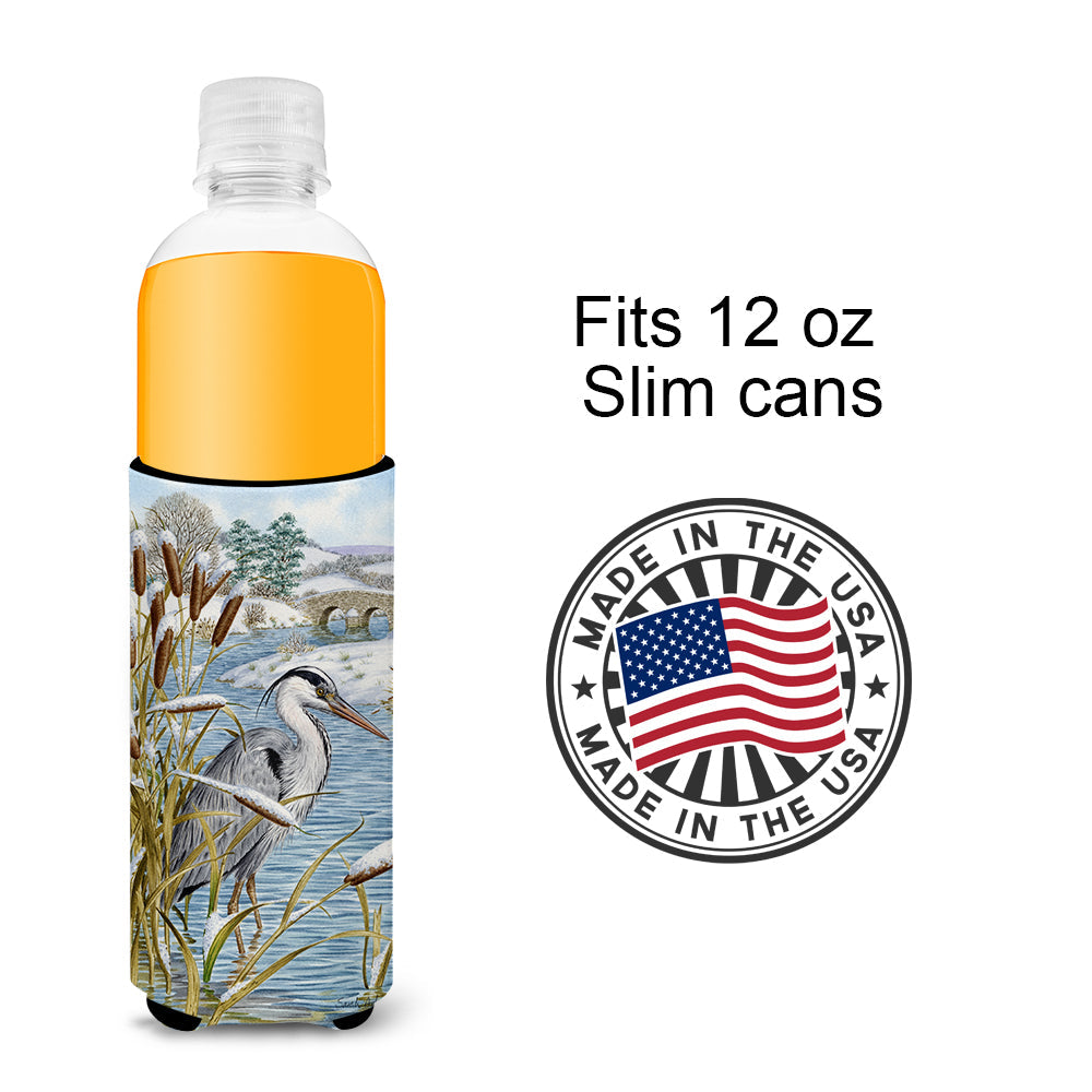 Blue Heron Slim Can Hugger , Insulated Foam Hugger for 12 oz Slim Cans, Beer Bottles & Water Bottles, Printed in USA