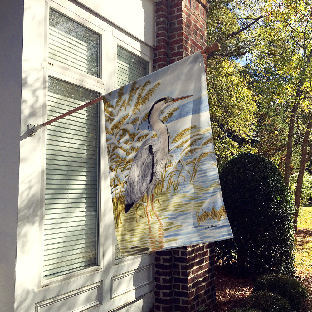 Blue Heron in the water House Flag 28x40 Porch Sleeve Pole Decorative Outside Yard Banner Artwork Wall Hanging, Polyester