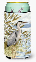 Blue Heron in the water Tall Boy Hugger Can Cooler Sleeve Machine Washable Drink Collapsible Insulator Beverage Insulated Holder