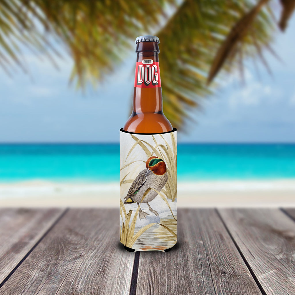 Eurasian Teal Duck Slim Can Hugger , Insulated Foam Hugger for 12 oz Slim Cans, Beer Bottles & Water Bottles, Printed in USA