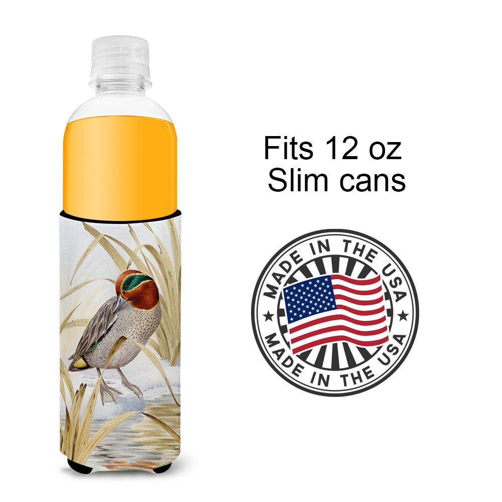Eurasian Teal Duck Slim Can Hugger , Insulated Foam Hugger for 12 oz Slim Cans, Beer Bottles & Water Bottles, Printed in USA